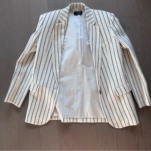 Isabel Marant Elder Boyfriend Blazer in Cream Pinstripe Oversized Wool